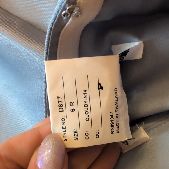 NWT Alfred Sung Strapless Column Gown Maxi Dress Back Slit Cloudy Blue 6 - Picture 5 of 13